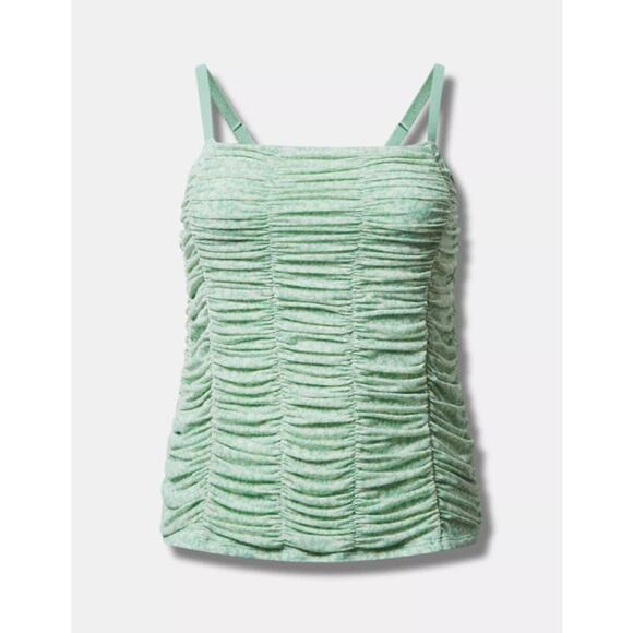 Torrid Women's Plus Hemlock Mint & Cream Mesh Shirred Cami Top Size 2 2X New - Picture 1 of 7
